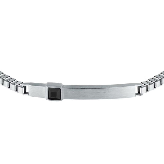 Bracciale catena uomo Morellato Urban acciaio piastrina zircone nero SABH44-2