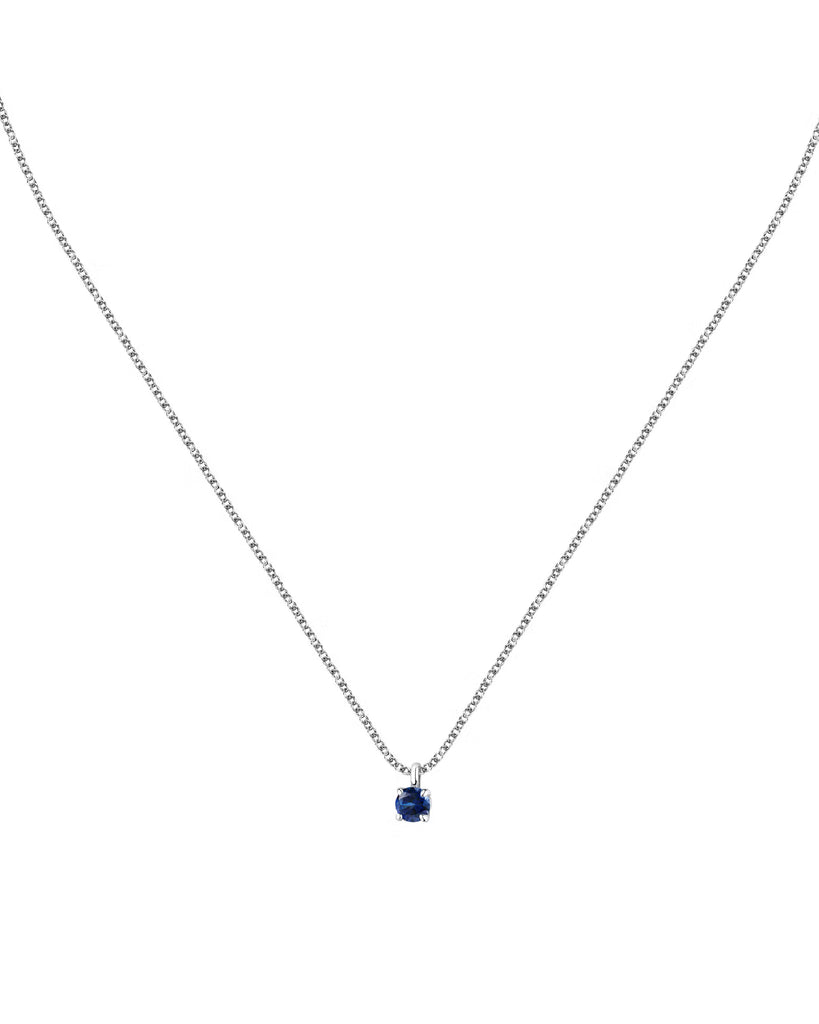 Collana punto luce da donna Morellato Tesori in argento 925 con ciondolo di zircone blu SAIW172