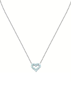 Collana girocollo da donna Morellato Tesori in argento 925 con ciondolo a cuore con zirconi azzurri SAIW180