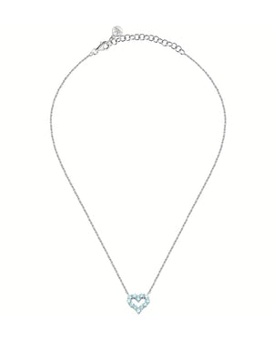 Collana girocollo da donna Morellato Tesori in argento 925 con ciondolo a cuore con zirconi azzurri SAIW180