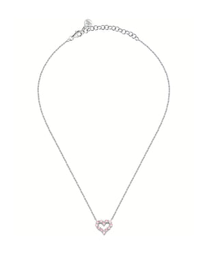 Collana girocollo da donna Morellato Tesori in argento 925 con ciondolo a cuore con zirconi rosa SAIW181