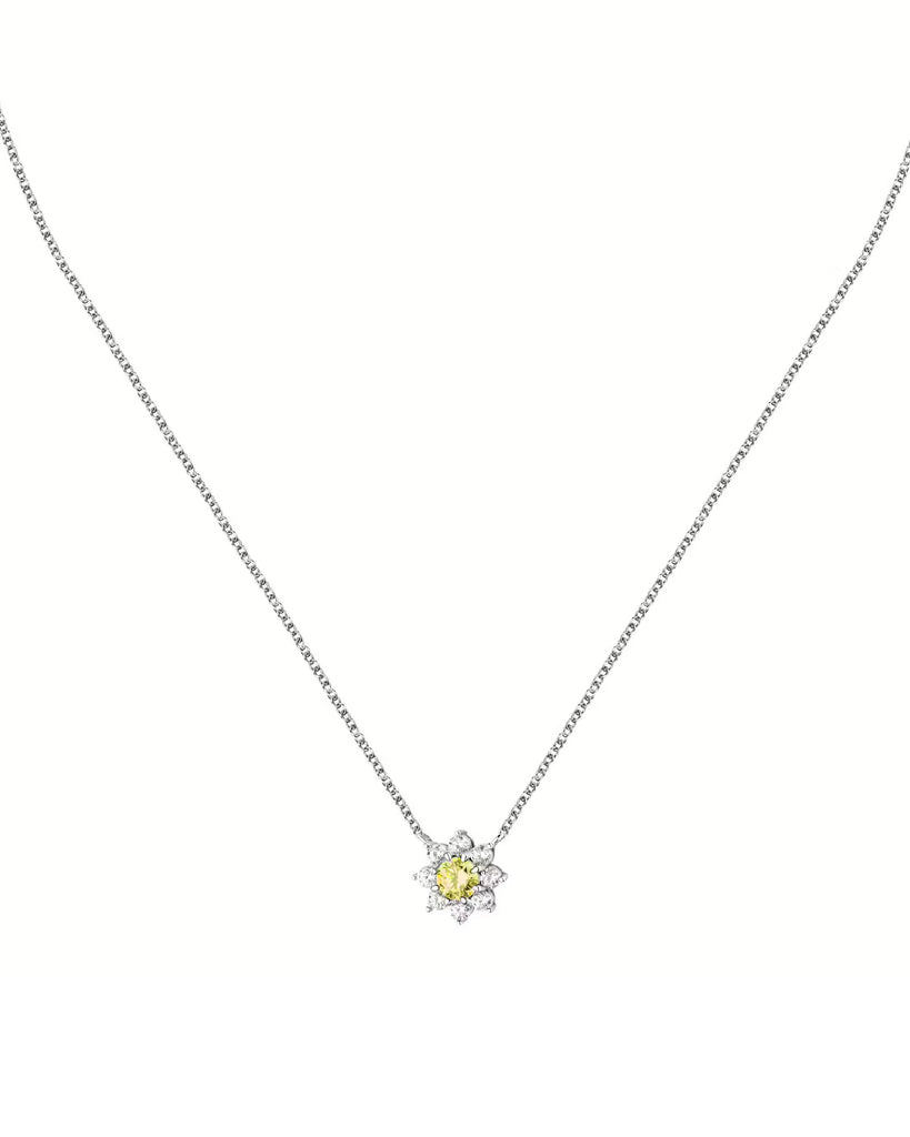 Collana girocollo da donna Morellato Tesori in argento 925 ciondolo a fiore con zircone bianchi e uno giallo SAIW185