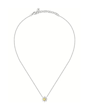 Collana girocollo da donna Morellato Tesori in argento 925 ciondolo a fiore con zircone bianchi e uno giallo SAIW185