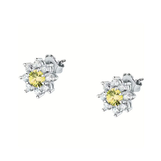 Orecchini donna Morellato Tesori argento fiore di zirconi bianchi e giallo SAIW188-1