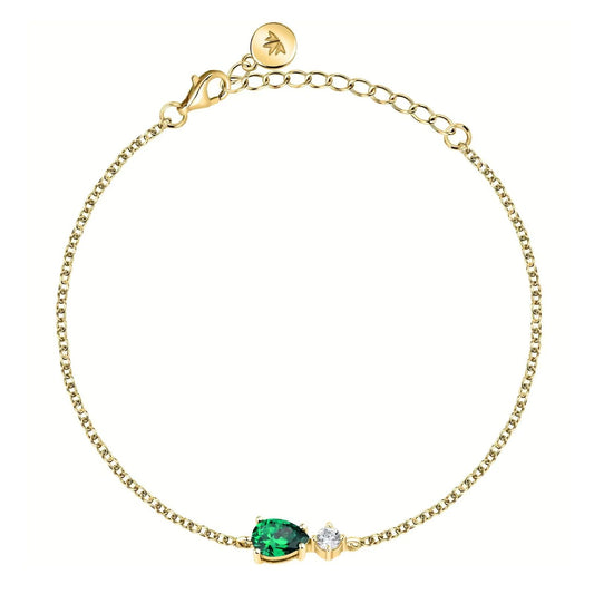 Bracciale donna Morellato Tesori argento dorato zirconi verde goccia SAIW199-1