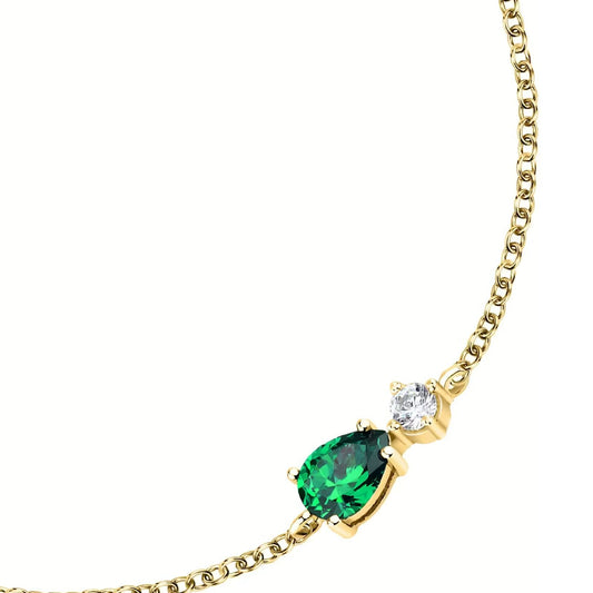 Bracciale donna Morellato Tesori argento dorato zirconi verde goccia SAIW199-2