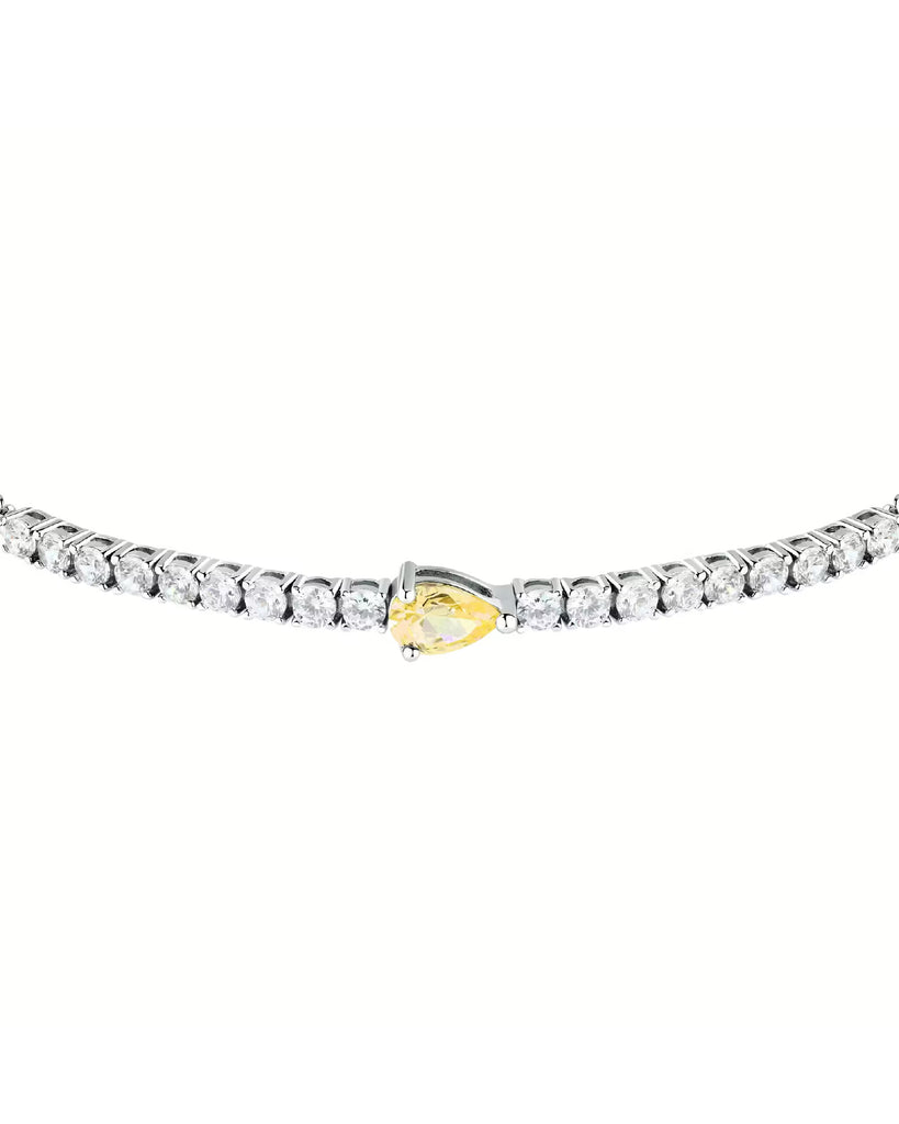 Bracciale catena da donna Morellato Tesori in argento 925 con zirconi bianchi e uno giallo a goccia SAIW202