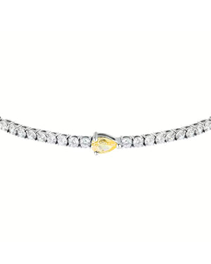 Bracciale catena da donna Morellato Tesori in argento 925 con zirconi bianchi e uno giallo a goccia SAIW202