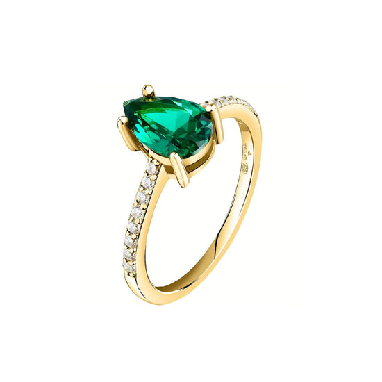Anello solitario donna Morellato Tesori argento dorato zircone verde goccia SAIW203-1