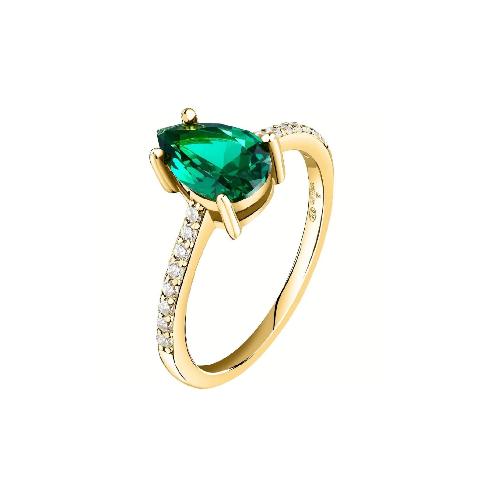 Anello solitario donna Morellato Tesori argento dorato zircone verde goccia SAIW203-1