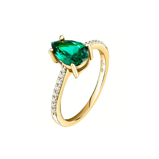 Anello solitario donna Morellato Tesori argento dorato zircone verde goccia SAIW203-1