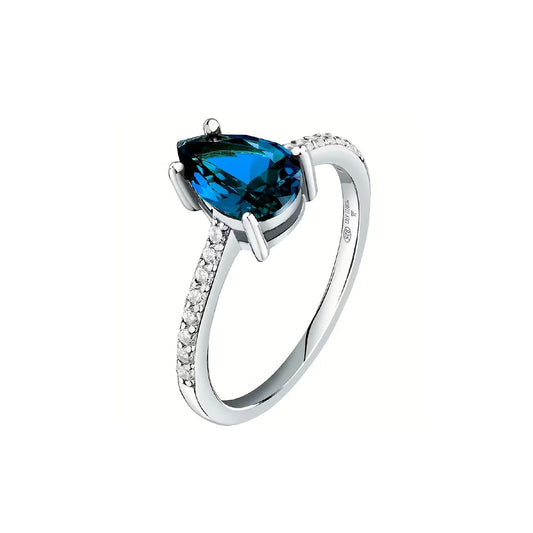 Anello solitario donna Morellato Tesori argento zircone blu goccia SAIW204-1