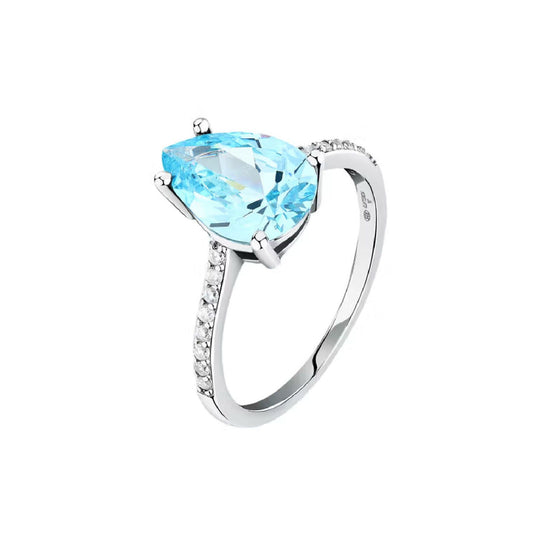 Anello solitario donna Morellato Tesori argento zircone azzurro goccia SAIW205-1