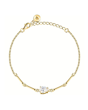Bracciale catena da donna Morellato Tesori in argento 925 dorato con zircone a goccia bianco passante SAIW209