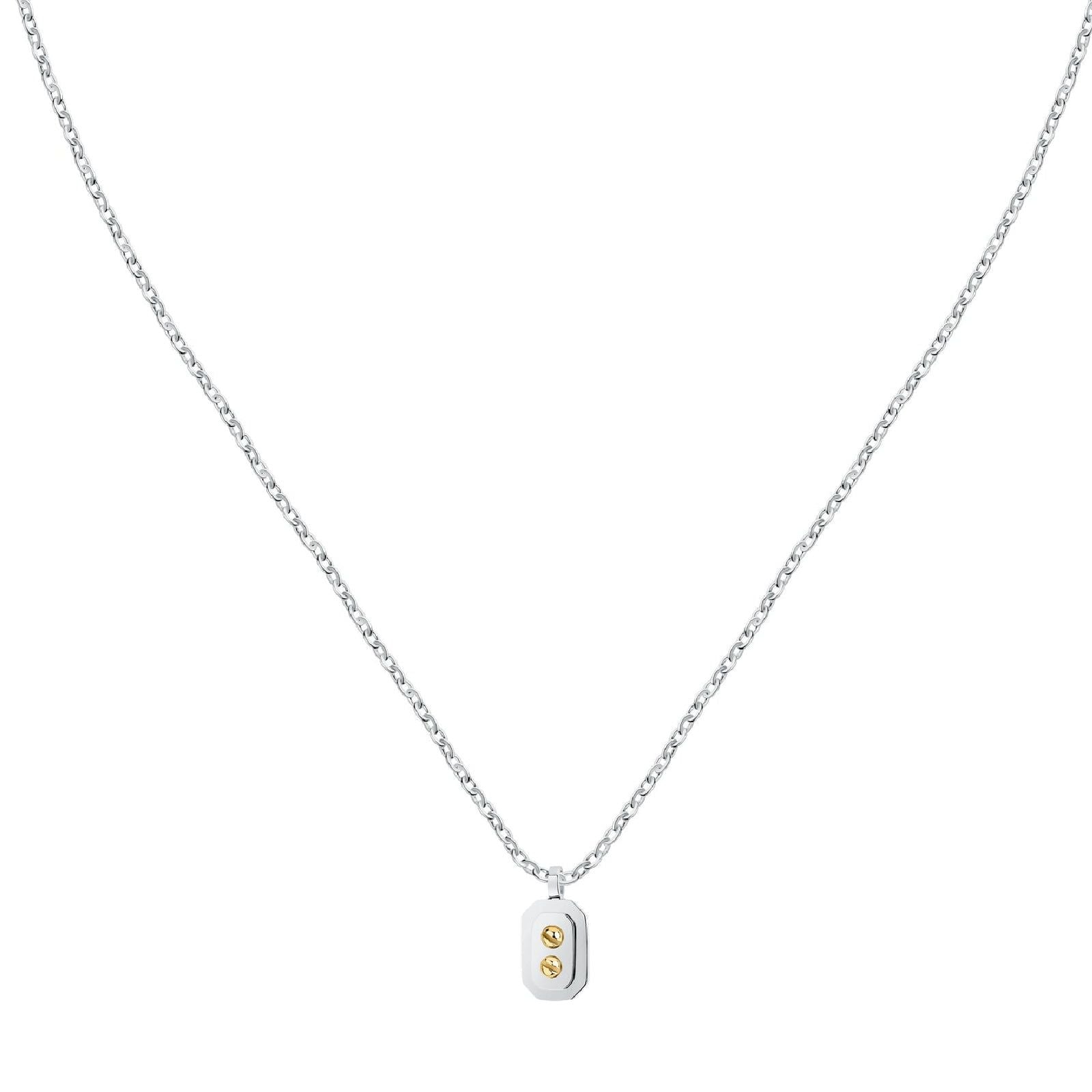 Collana girocollo uomo Morellato Gold acciaio ciondolo due decori oro SATM22-2