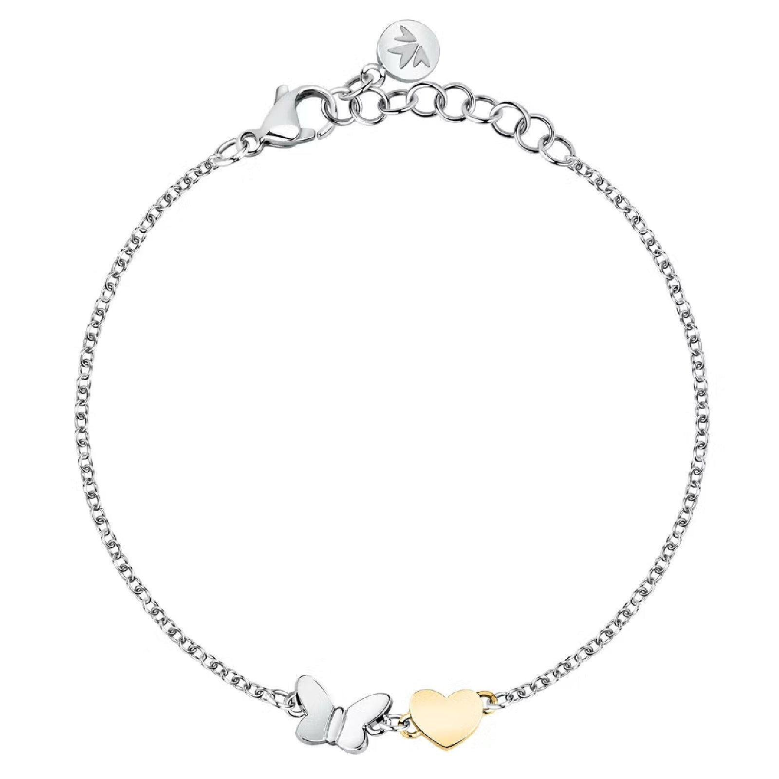 Bracciale donna Morellato Talismani acciaio dorato con farfalla e cuore SAUN38-1