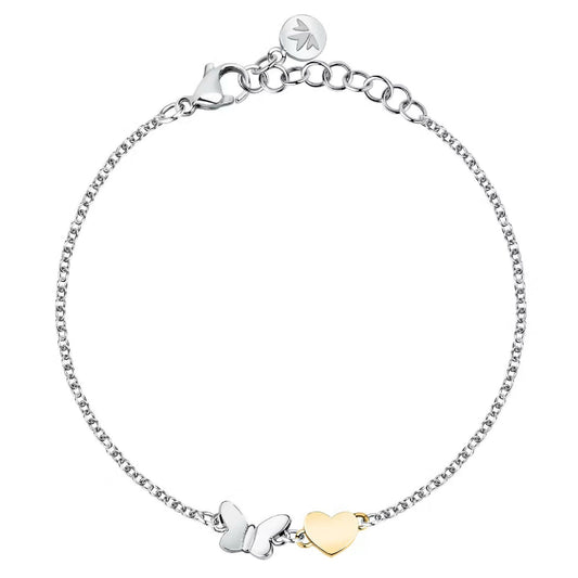 Bracciale donna Morellato Talismani acciaio dorato con farfalla e cuore SAUN38-1