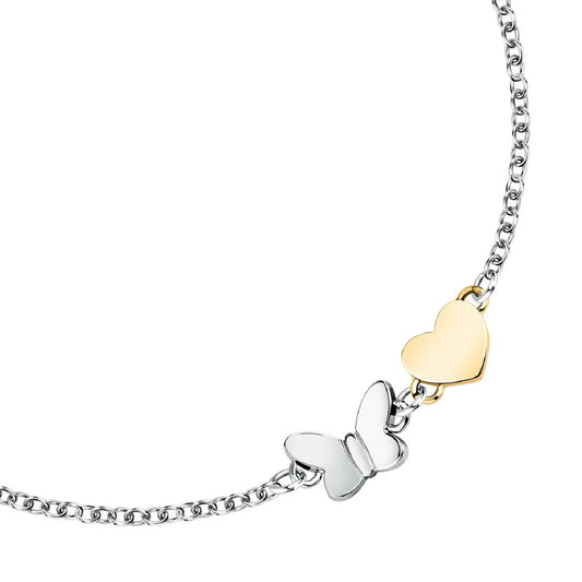 Bracciale donna Morellato Talismani acciaio dorato con farfalla e cuore SAUN38-2