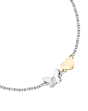 Bracciale catena da donna Morellato Talismani in acciaio dorato con due ciondoli a farfalla e cuore SAUN38