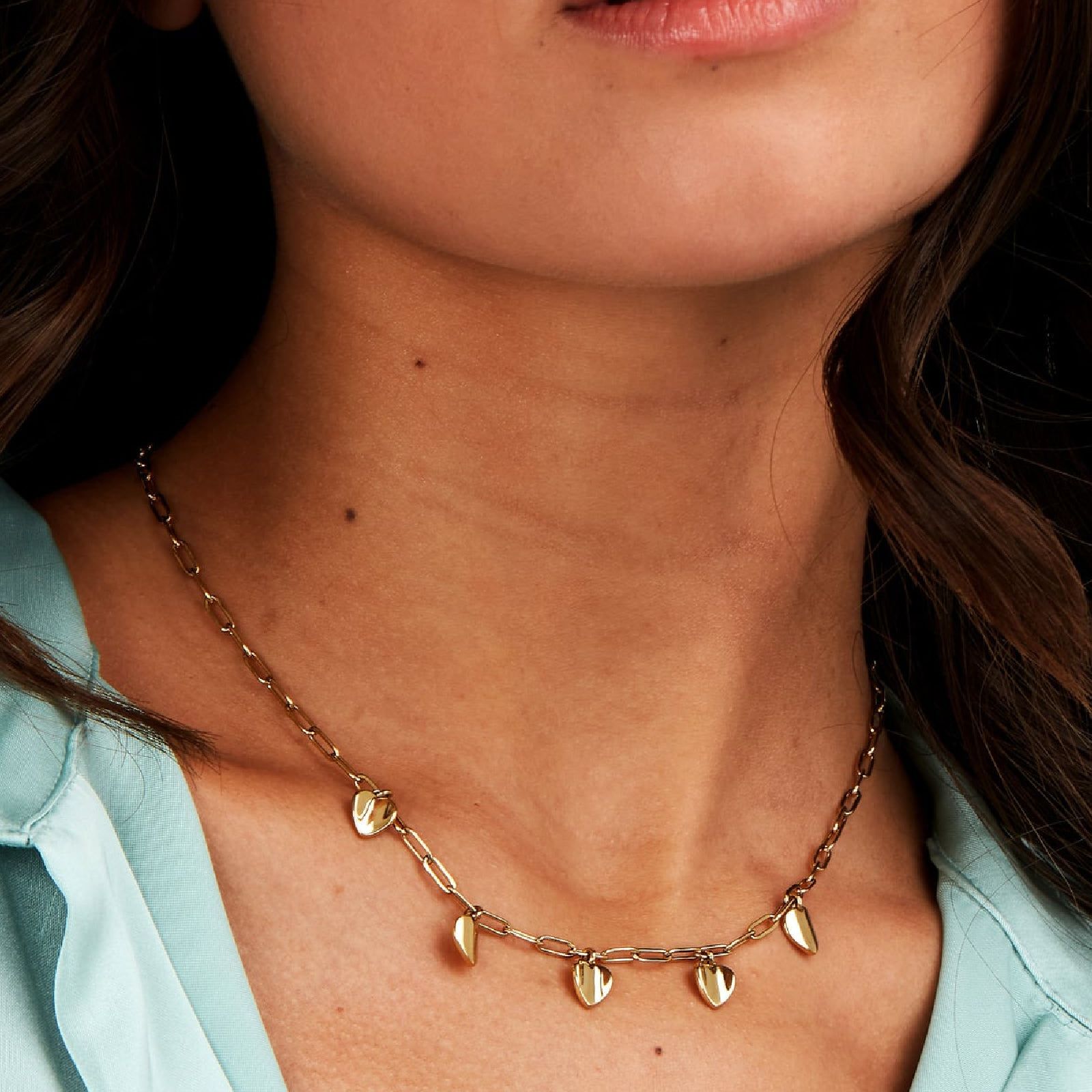 Collana donna Morellato Pailettes acciaio oro ciondoli cuore SAWW01-3