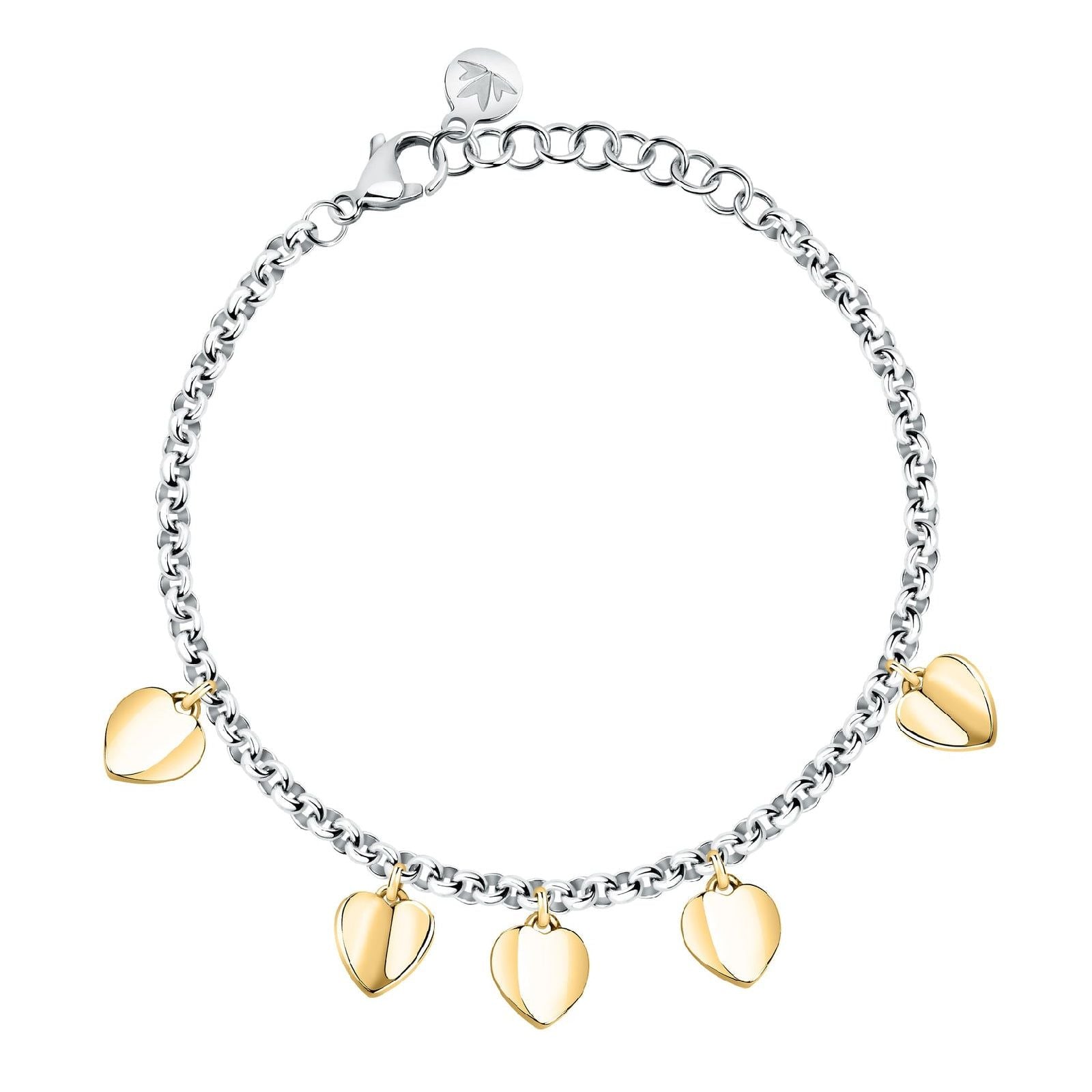 Bracciale donna Morellato Pailettes acciaio 5 ciondoli cuore oro SAWW04-1