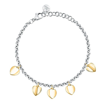 Bracciale donna Morellato Pailettes acciaio 5 ciondoli cuore oro SAWW04-1