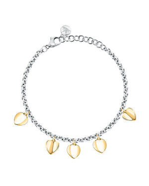 Bracciale catena donna Morellato Pailettes in acciaio e 5 ciondoli a forma di cuore di colore oro SAWW04