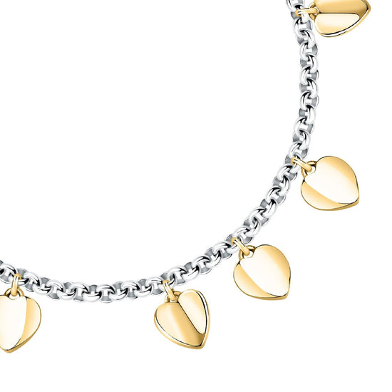 Bracciale donna Morellato Pailettes acciaio 5 ciondoli cuore oro SAWW04-2