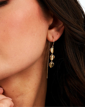Orecchini pendenti donna Morellato Pailettes in acciaio con pvd oro e 3 ciondoli a forma di cuore SAWW06