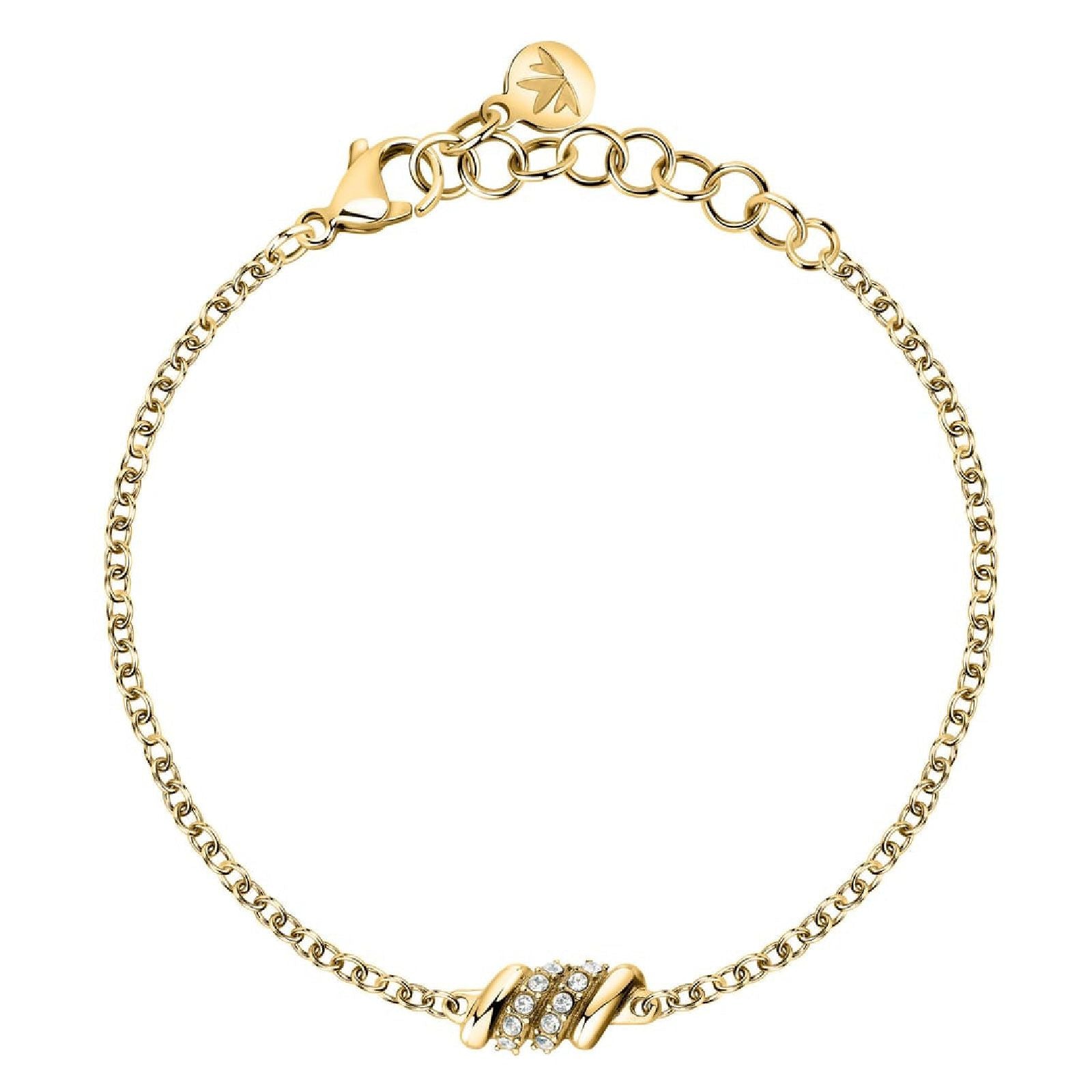 Bracciale catena Morellato Torchon donna in acciaio dorato e cristalli centrali SAWZ07-1