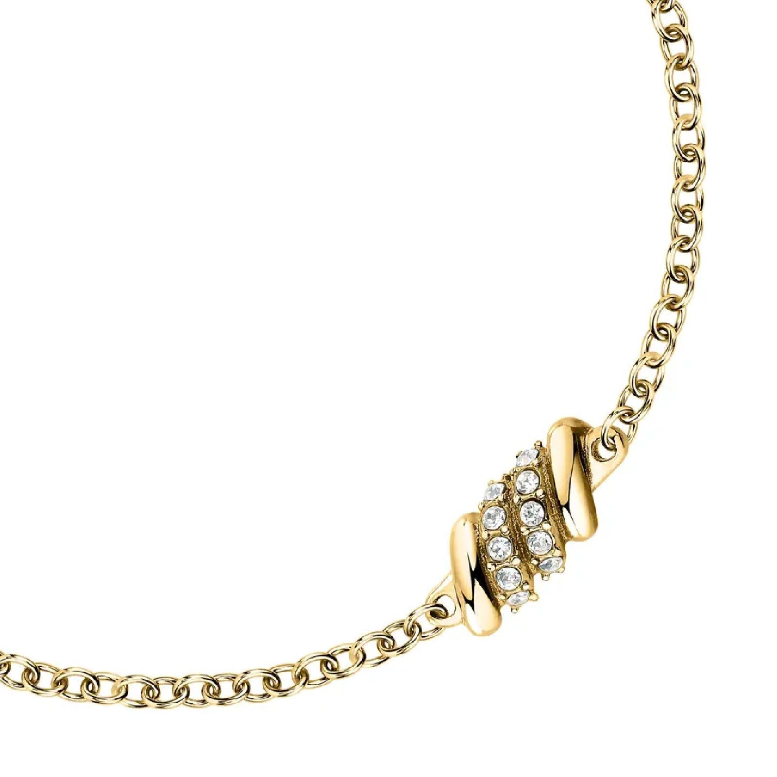 Bracciale catena Morellato Torchon donna in acciaio dorato e cristalli centrali SAWZ07-2