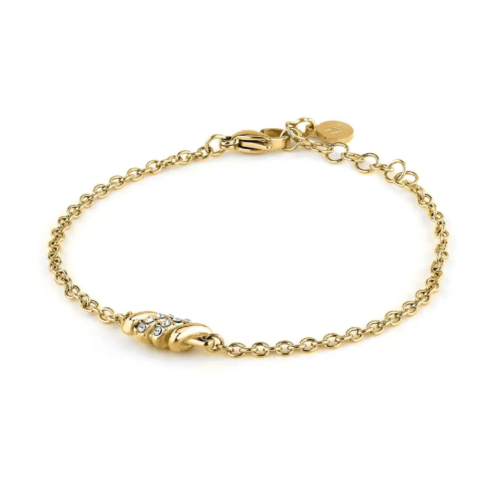 Bracciale catena Morellato Torchon donna in acciaio dorato e cristalli centrali SAWZ07-4