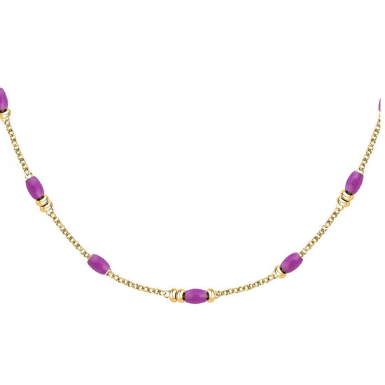 Collana girocollo Morellato Colori donna in acciaio dorato con pietre viola SAXQ03-1