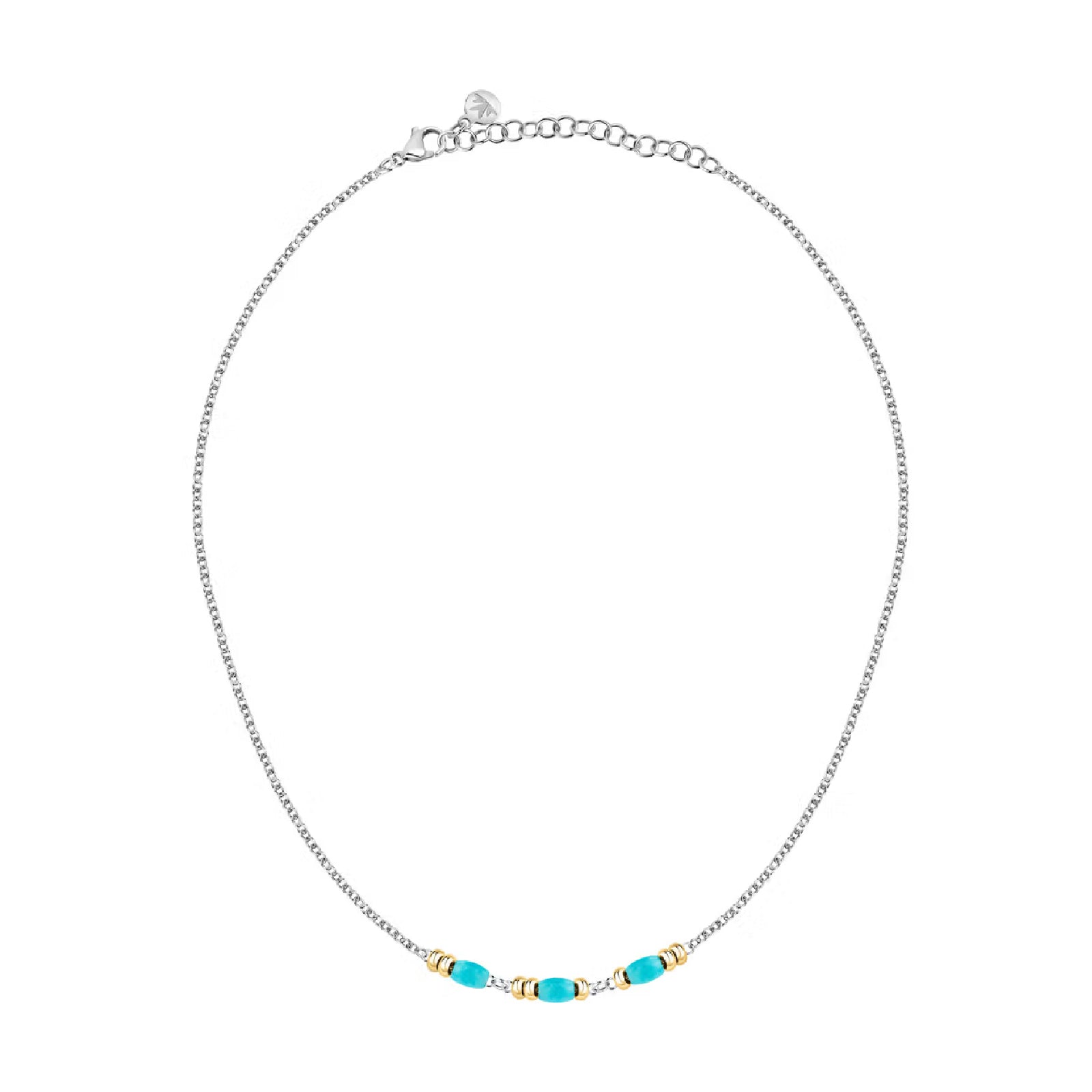 Collana girocollo Morellato Colori donna in acciaio con tre pietre azzurre SAXQ05