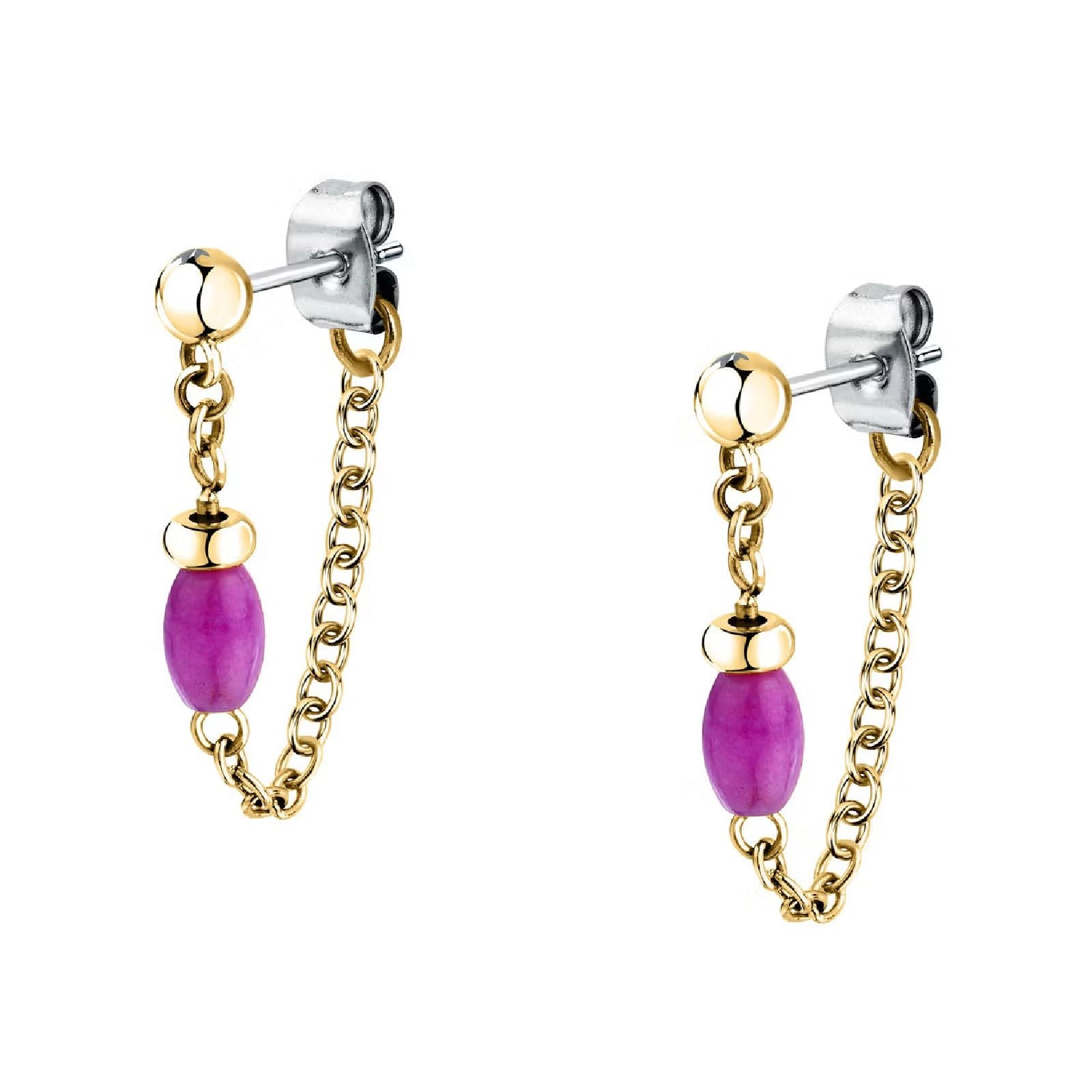 Orecchini pendenti Morellato Colori donna acciaio dorato con catena e pietra viola SAXQ07-1