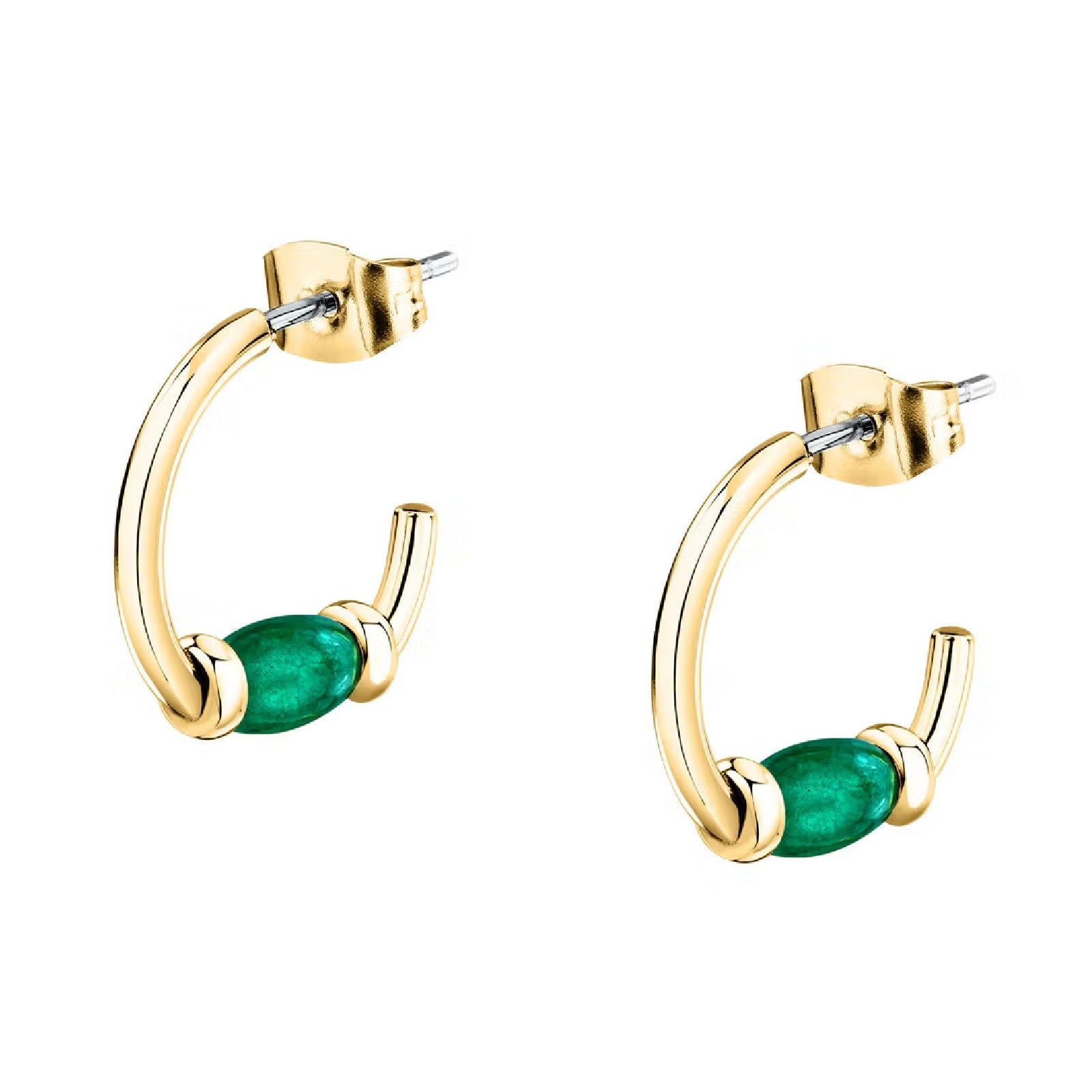 Orecchini semicerchio Morellato Colori donna acciaio dorato con pietra verde SAXQ09-1