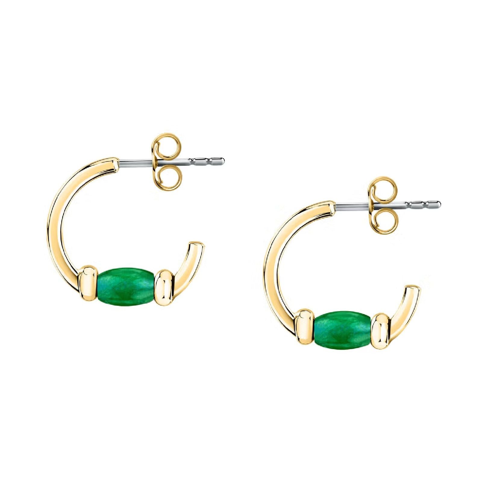 Orecchini semicerchio Morellato Colori donna acciaio dorato con pietra verde SAXQ09-3