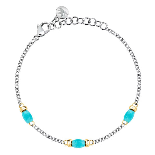 Bracciale catena Morellato Colori donna in acciaio con tre pietre azzurre SAXQ16-1