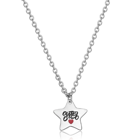 Collana donna S'agapõ Be My Family in acciaio con stella e frase "Sister" SBY005-1