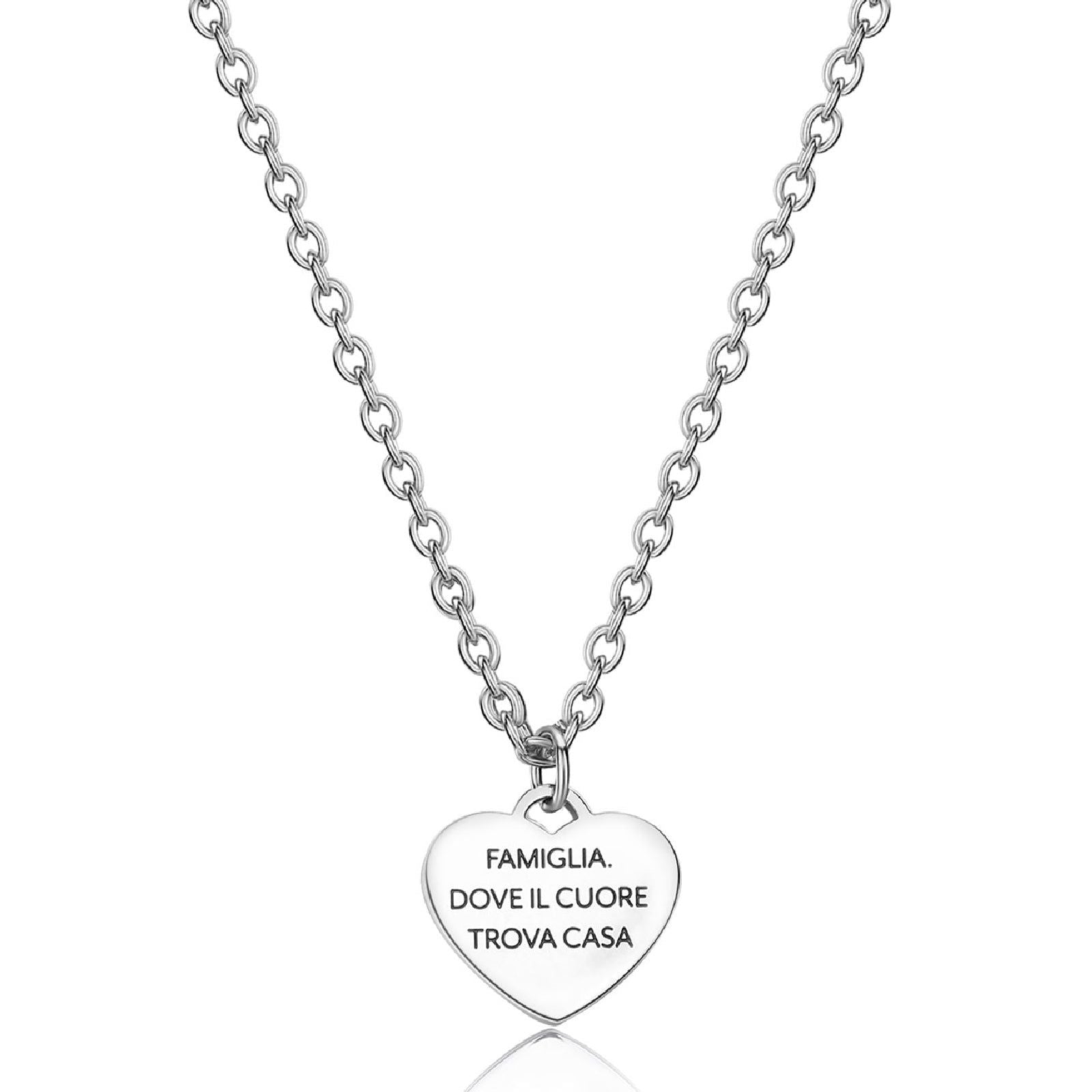 Collana donna S'agapõ Be My Family in acciaio con cuore e frase "Family is forever" SBY006-2