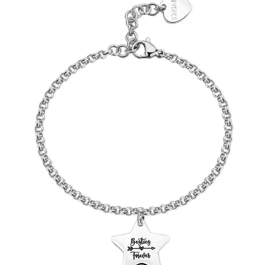 Bracciale donna S'agapõ Be My Family in acciaio con stella e frase "My best friend" SBY032-1