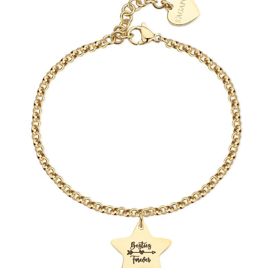 Bracciale donna S'agapõ Be My Family in acciaio oro stella e frase "My best friend" SBY033-1