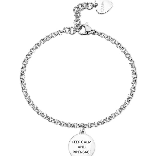 Bracciale donna S'agapõ Be My Family in acciaio con calice e "Wine not?" SBY041-2