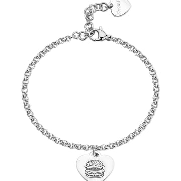 Bracciale donna S'agapõ Be My Family in acciaio con cuore e hamburger SBY046-1