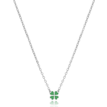 Collana donna S'agapõ Click in acciaio con quadrifoglio verde SCK252-1