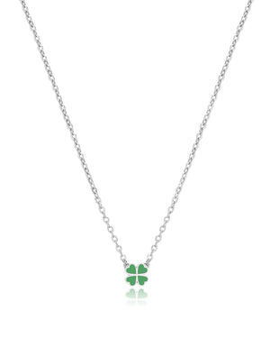 Collana girocollo da donna S'agapõ Click in acciaio con pendente a forma di quadrifoglio con smalto verde SCK252