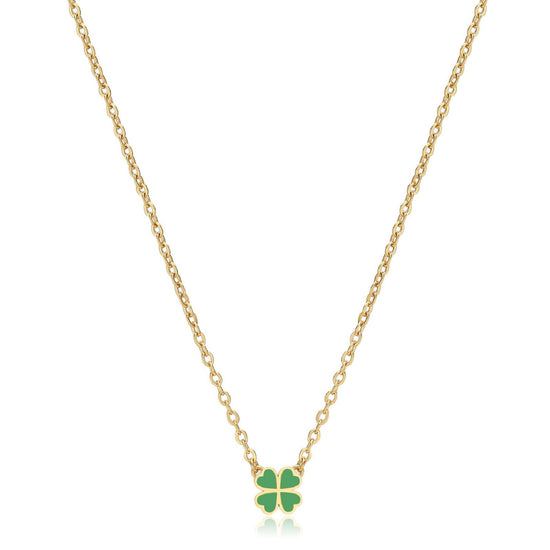 Collana donna S'agapõ Click in acciaio oro con quadrifoglio verde SCK253-1