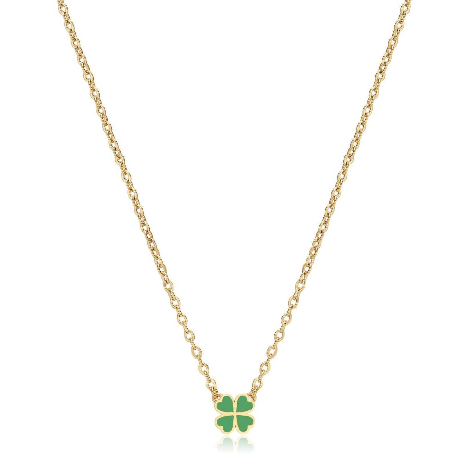 Collana donna S'agapõ Click in acciaio oro con quadrifoglio verde SCK253-1