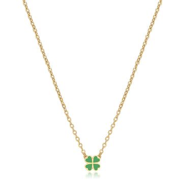 Collana donna S'agapõ Click in acciaio oro con quadrifoglio verde SCK253-1