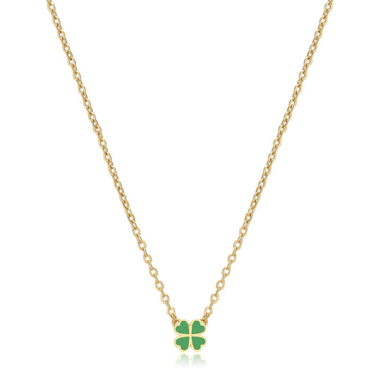 Collana donna S'agapõ Click in acciaio oro con quadrifoglio verde SCK253-1